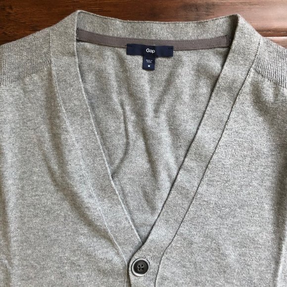 Gap mens gray button down sweater size M - Picture 4 of 5